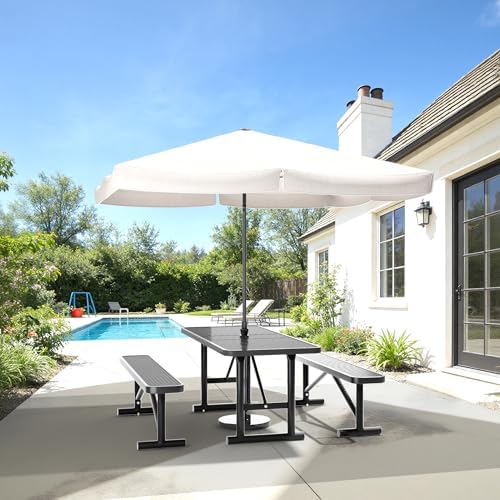 6FT Metal Picnic Tables for Outdoors, Commercial Rectangular Picnic Table for Outside, Park, Campfield, Patio, Garden, Yard, Thermoplastic Coating, Surface Mounted, Black - Image 2