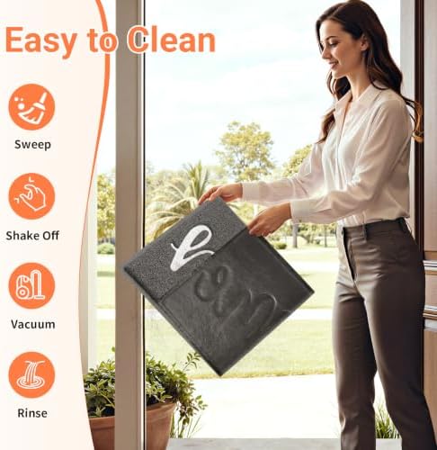 StepLively Door Mat Indoor Outdoor Welcome Mat for Entrance, 30x17.5in Grey - Image 5