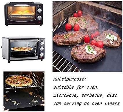 BBQ Grill Mat, Non-Stick Grill Cooking Mat Teflon Reusable Barbecue Baking Mats, Heavy Duty,Easy to Clean - Works on Electric Grill Gas Charcoal BBQ (6X(33X40) cm) - Image 2