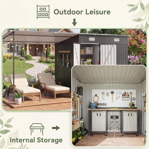 14x6FT Outdoor Lean to Shed & Hardtop Gazebo Combo - Image 5