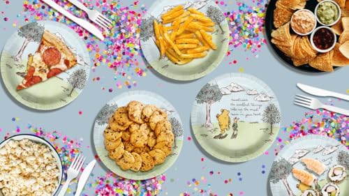 Birthday Galore Pooh Bear The Smallest Things Baby Shower - 32 Piece Disposable Party Supplies - Summer Baby Shower Decorations - Round Party Plates - Large 9" Paper Plates In Bulk - Image 7