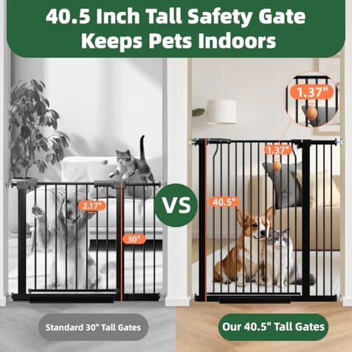 40.5" Tall Baby Gate for Stairs Doorways, 40.9-54.7 in Wide Dog Pet Gates - Image 3