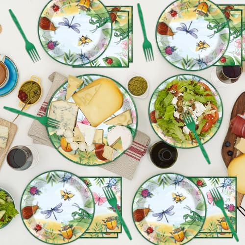 Naozinebi 96PCS Bug Party Plates Summer Bug Ladybugs Party Decoration Summer Spring Insect Tableware Set Birthday Dinnerware for Bee Butterfly Theme Supplies Decor Serve 24 - Image 5