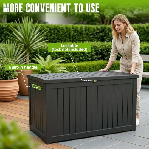 DRATO 310 Gallon Deck Boxes Outdoor Waterproof, Large Lockable Storage Box - Image 3