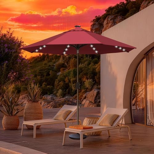 EliteShade USA 10-Year-Non-Fading 10ft Market Patio Umbrella, Commercial Grade Table Sun Umbrella with 80 Solar LED Lights, Crank Open, Windproof & UPF 50+ UV Protection for Garden, Deck, Pool, Backyard, Burgundy - Image 4