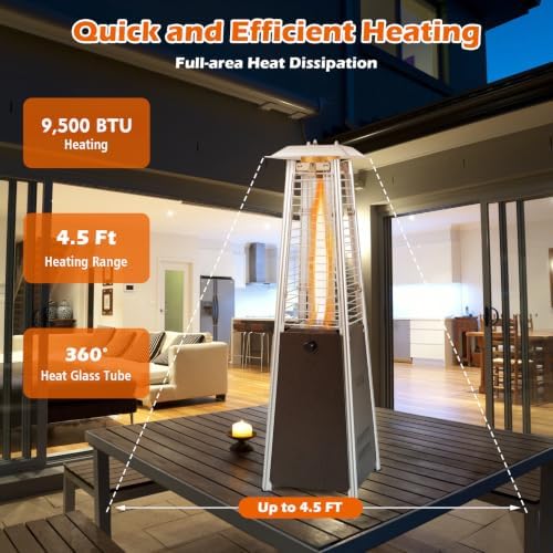 Tangkula 34" Pyramid Tabetop Propane Patio Heater, Bronze - Image 2