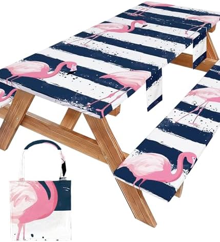 Picnic Table Cover with Bench Covers Elastic Table Cloth Cool Fun Unique Ideas Birthday Christmas Xmas Valentine's Day Camping Gifts for Camper RV Owner Camping Lovers Couple Women Men Mother Father by Wrakus
