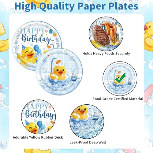 121PCS Duck Birthday Decorations Party Supplies for 24 Guests - Image 4
