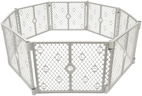 MyPet 8-Panel Paws Petyard, Gray Dog Playpen, Durable & UV-Resistant Puppy Playpen, Indoor/Outdoor Portable Dog Pen, Adjustable for Your Pet's Comfort, Friendly Design for Happy Pets by NorthStatesMyPet