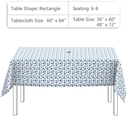 LVTXIII Rectangle Outdoor Tablecloth with Umbrella Hole and Zipper, Water-Repellent 60 x 84 Inch Patio Table Cover for Picnic, Garden, Backyard Dining, Brush Blue - Image 3