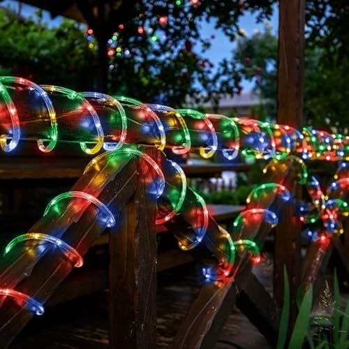 Solar Rope Lights, 2 Pack Total 66ft 200LED Solar String Lights, 8 Modes - Image 3