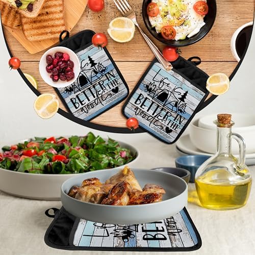 Hunting Gifts Pot Holders with Pockets, Cabin Gifts Life is Better in The Woods Pot Holders Heat Resistant Oven Mitts Hot Pads for Kitchen Baking Cooking,Potholders for Kitchens - Image 6