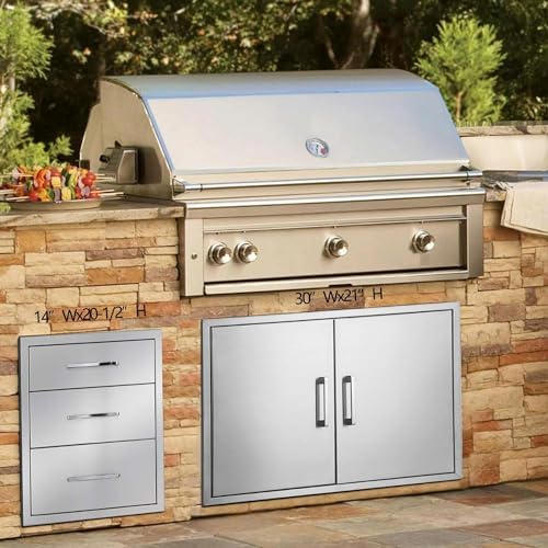 Outdoor Kitchen Drawers Stainless Steel, Flush Mount BBQ Island Built-in Drawer Weatherproof for Outdoor Kitchen Island and Grill Station (16"W21"H23"D) - Image 2