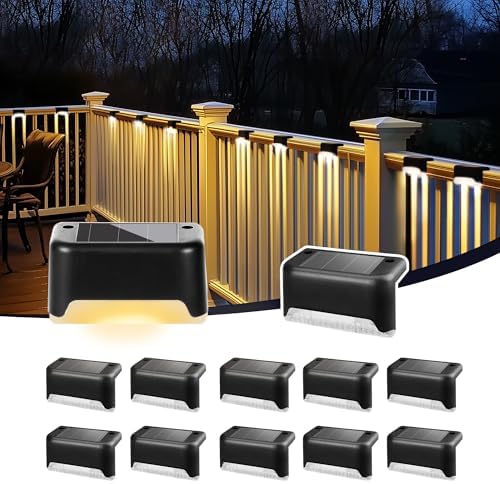Solar Deck Lights, Solar Step Lights Waterproof, 12 Pack Warm White by PATIOWIN