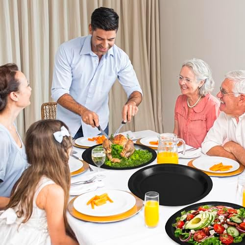 50 Pcs Black Oval Plates Black Paper Plates Disposable Tableware for Party - Image 6