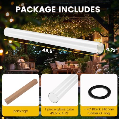 49.5 x 4.72" Patio Heater Glass Tube Replacement Parts With Ring - Image 5