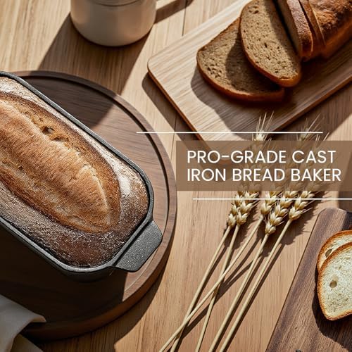 Cast Iron Bread Loaf Pan with Lid,Bread Baking Pan,Cast Iron Dutch Oven for Sourdough,10 x 5 Inch Pre-seasoned Even Heat Distribution Baking Pan for Homemade Bread - Image 4