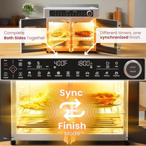 Magic Mill Ultra-Premium Air Fryer Toaster Oven Combo With Independent Dual-Zone Technology, Extra Large 32QT French Door Stainless Steel Convection Oven, Next-Gen Patent Technology, 13 accessories - Image 7