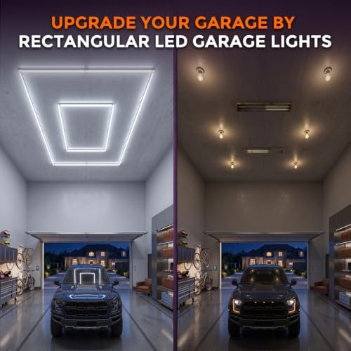 Rectangular LED Garage Lights, 6500K 54000LM Bright Hexagon Garage Lights with Boarder, Led Ceiling Lights for Garage Gym Basement Barbershop Car Detailing Workshop - Image 3
