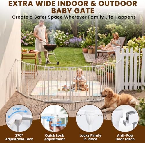Mumeasy 150" Extra Wide Baby Gate, Play Yard Long Dog Gate for Doorways - Image 3