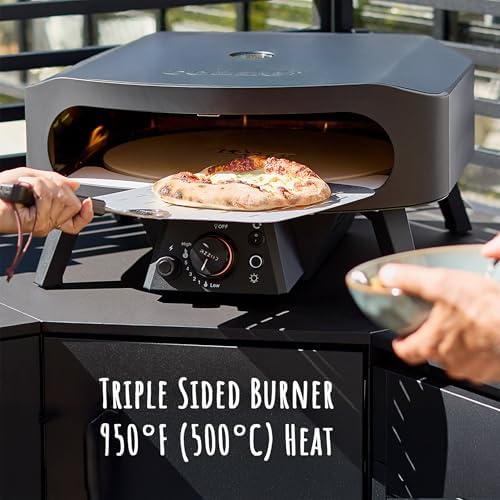 Cozze 13" Gas Pizza Oven with Rotating Pizza Stone for Easy Restaurant-Style Pizza at Home – Triple Burner, Built-In Thermometer, Fast 15-Min Preheat, Portable Outdoor Pizza Oven - Image 3