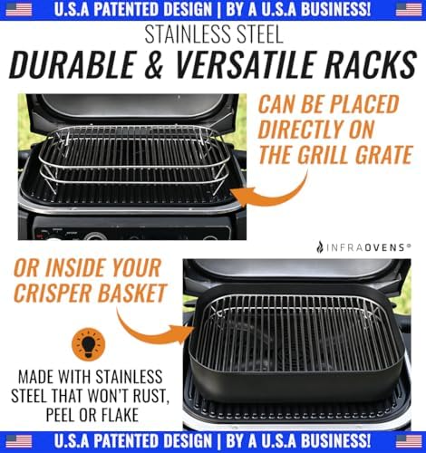 Stainless Steel Rack Set for Ninja Woodfire Outdoor Grill and Smoker with Waterproof Cooking Guide Accessory OG701 OG751 7-in-1 Wood Fire Electric Air Fryer Accessories, Dishwasher Safe by INFRAOVENS - Image 3