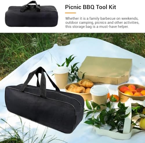 Grill Utensil Storage Bag, Large Oxford BBQ Accessory Bag Portable Black - Image 5