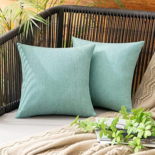 MIULEE Decorative Outdoor Pillow Covers Waterproof 12x12 Teal by MIULEE