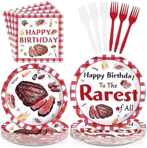 96Pcs Beefsteak Party Decorations for Meat BBQ, Serves 24 by Greencian