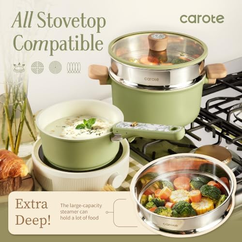 CAROTE 42pcs Ceramic Cookware Set, Pots and Pans Set with Detachable Handle - Image 7