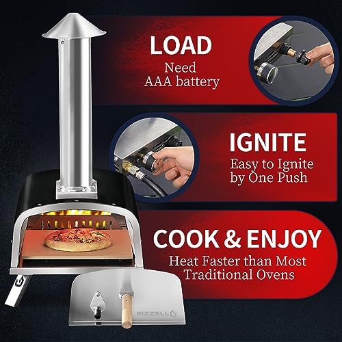 PIZZELLO 12" Outdoor Pizza Oven, Propane & Wood Fired Steel Pizza Grill - Image 5