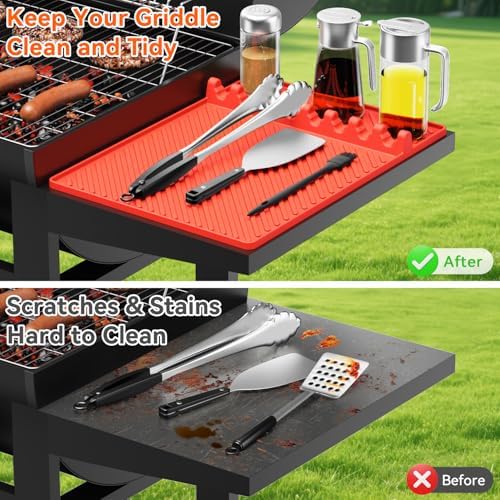 Silicone Griddle Mat for Blackstone - Magnetic Silicone Grill Tools Mat for Blackstone Accessories, Side Shelf Spatula Utensil Mats with Drip Pad for Outdoor BBQ Grill Kitchen Countertop (2-Pack) - Image 5
