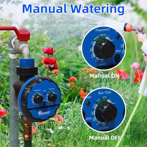 Digital Water Timer, Dual Dial Control, Battery Operated, Blue - Image 3