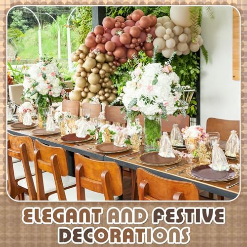 96 Pcs Brown Paper Plates 9 Inch Gradient Brown Scalloped Paper Disposable Dinner Dessert Plates for Birthday Wedding Bridal Party Supplies, 6 Colors - Image 6
