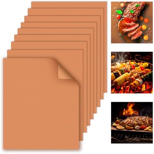 WIBIMEN Grill Mats for Outdoor Grill, Copper 9pcs Grill Mat by WIBIMEN