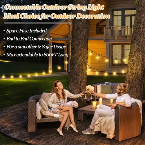 Bosceos 100ft Outdoor G50 LED Globe String Lights Waterproof with 52 Bulbs - Image 6