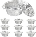 Frcctre 10 Pcs Disposable Aluminum Pot with LidS, Disposable 2 Liter Round Aluminum Foil Pan Food Container for Camping Vacation Trips Picnic Heating Cooking by Frcctre