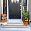 OJIA Front Door Rug 24"x51" Gray and White Striped Outdoor Rug Porch Decor by OJIA