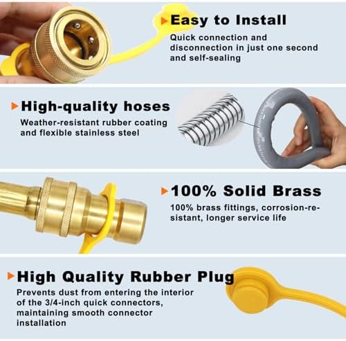 12 Feet 1/2 Inch ID Natural Gas Hose with Quick Disconnect for weber, charbroi, Grill, Pizza Oven, Patio Heater and More NG Appliance, Propane to Natural Gas Conversion Kit - CSA Certified - Image 3