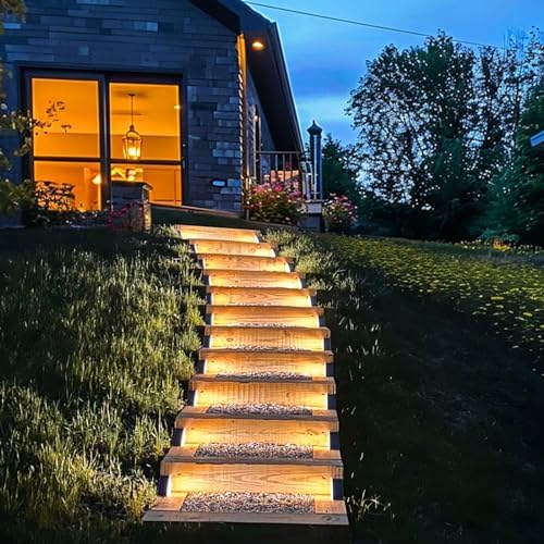 JOFIOS Solar Step Lights for Outside, 12pack Solar Stair Lights Outdoor Waterproof IP67, Deck Step Lights, Outdoor Light Decor for Staircase, Patio, Front Step, Pathway, Front Porch(Warm Brown) - Image 6