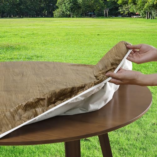 Romanstile Round Fitted Vinyl Tablecloth with Elastic Edge 100% Waterproof - Image 2