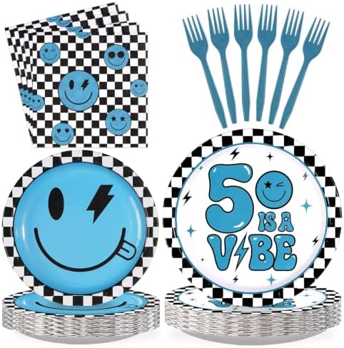 96Pcs Five is a Vibe Birthday Party Decoration for Boys 5 Year Old Serves24 by Greencian