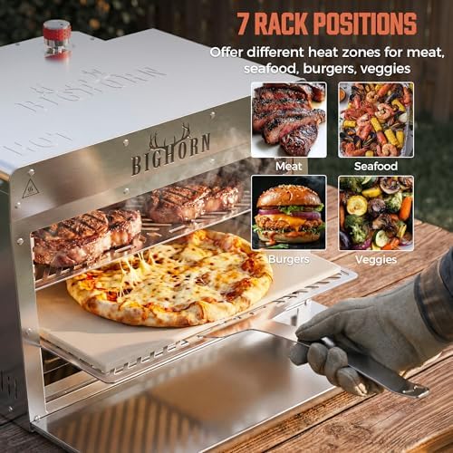 BIG HORN OUTDOORS 1500°F Infrared Propane Gas Grill – Portable Steak Broiler & Sear Station, Outdoor Salamander BBQ, Stainless Steel, 21.2 inch - Image 5