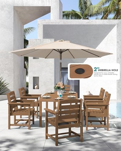 SERWALL 60" - 83" Outdoor Expandable Dining Table, Brown - Image 5