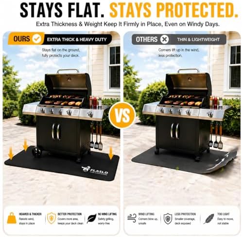 FLASLD Heavy-Duty Hearth Rugs for Fireplaces Fire Resistant, 24 X 42 inches Gas Grill Splatter Mat, Fireproof Heat Resistant Non Stick BBQ Patio Protector, Under Grill Mat for Outdoor Grill - Image 5