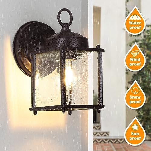 MATAMEYE Outdoor Wall Lantern, Exterior Dark Chocolate Waterproof Wall Sconce Lighting Fixture, Front Door Wall Lamp with Clear Beveled Glass, 2 Pack - Image 4