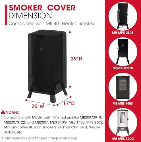 Unicook 40 Inch Electric Smoker Cover Waterproof, 25" W x 17" D x 39" H - Image 2