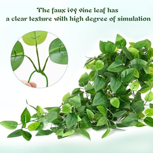 Waipfaru Fake Hanging Plants, 4Pcs Faux Ivy Pothos Vines Greenery - Image 4