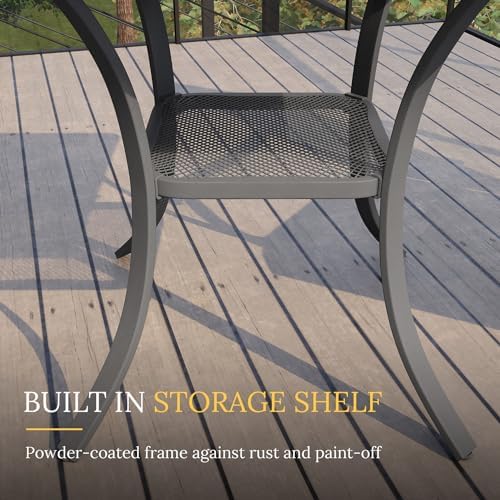 VICLLAX Patio Set for 2, Outdoor Dining Set Includes 28" Small Outdoor Table and 2 Stackable Sling Chairs, Grey Tabletop and Grey Fabric - Image 4