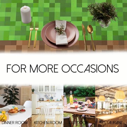 Green Brown Pixel Block Tablecloth 54x54 Inch Square Decorative Table Cover for Kitchen Dining Party Picnic Outdoor - Image 7